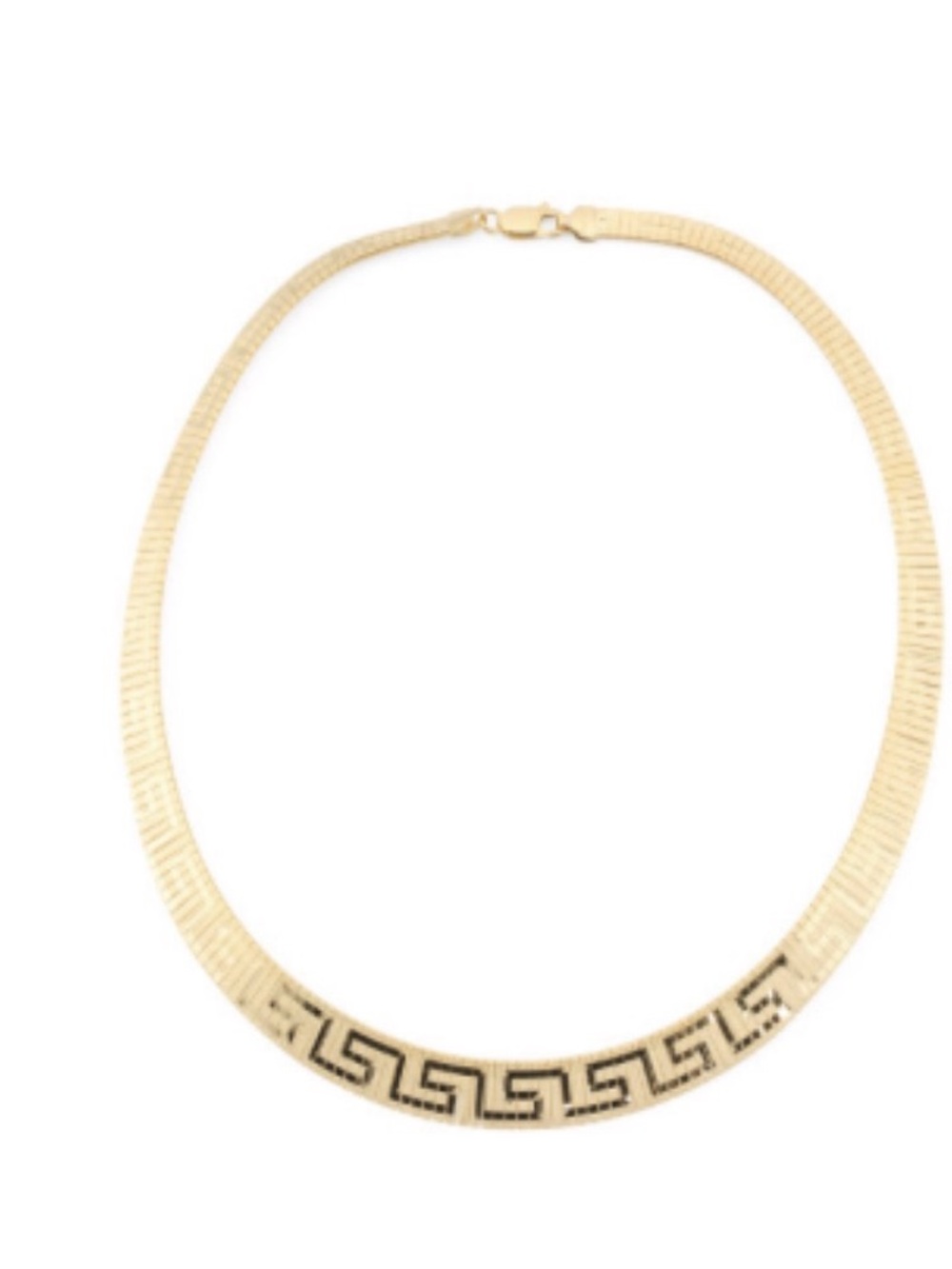 Gold-Tone Greek Key Herringbone Collar Necklace